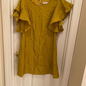 HAYDEN Mustard Yellow Fully Lined Mini Dress Flutter Sleeves